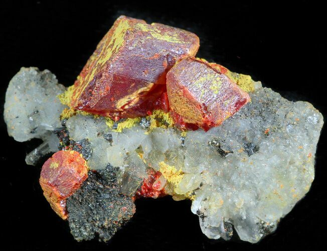 Realgar Crystals on Quartz - Perú #45738